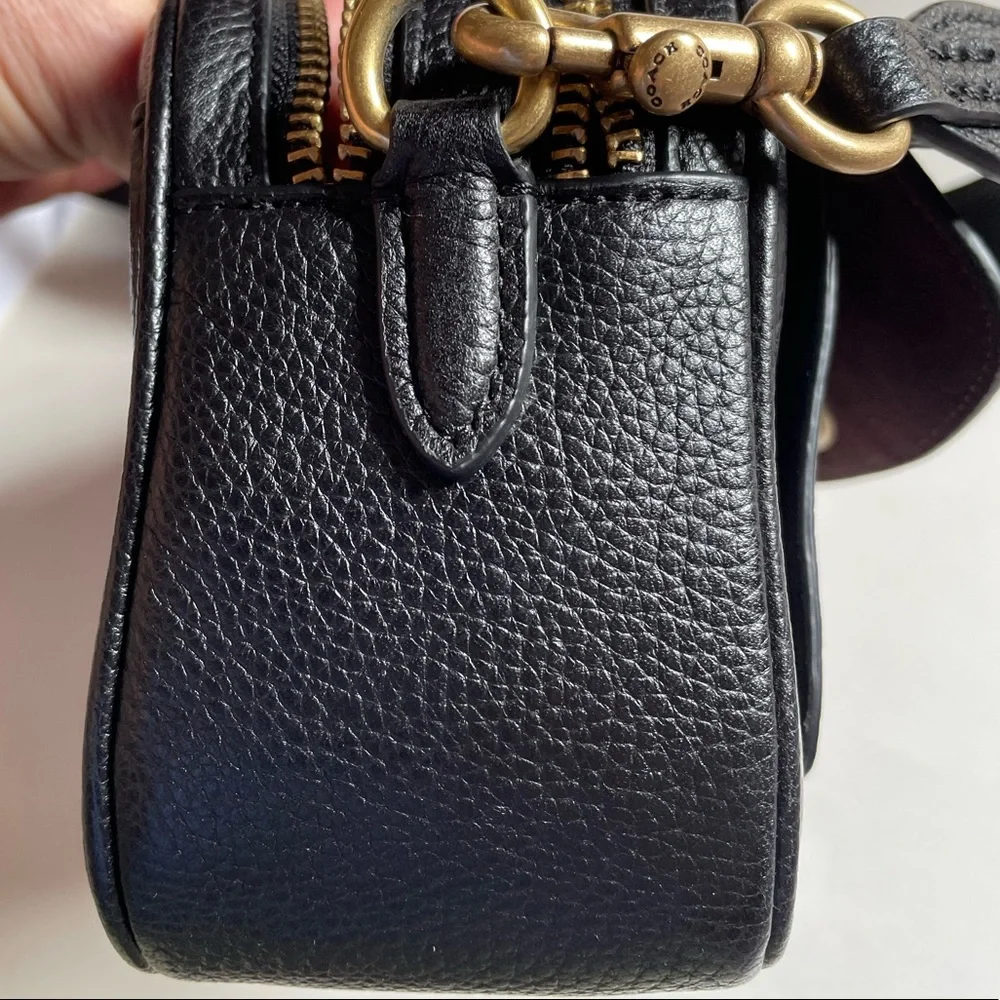 Coach Black Leather Crossbody Camera Bag with Gold Hardware - Picture 6 of 15